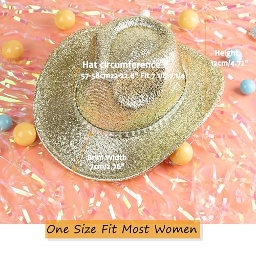 Image of Women Cowboy Hat Western Style Glitter Party Costume Hat