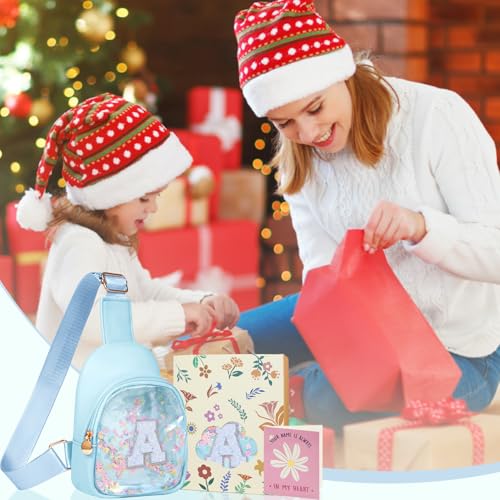 Image of COSHAYSOO Personalized Christmas Birthday Gifts Burr Basket Stuffers for Girls Blue Purse Sling Bag Crossbody Girl Cute Funny Cool Mini Travel Fashion Accessories Monogrammed Initial Letter D