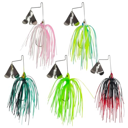 FREE FISHER 5 Pcs Bass Spinner Baits Buzz Bait Hard Metal Fishing Jigs for Bass Trout Pike Salmon 3.46in/0.31oz