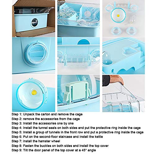 Hamster Jaula de Gran tamaño Villa, Oso de Oro, Gerbil, Pequeñas Mascotas Jaula Hamster Villa con el Tubo de acrílico Transparente de hámster Suministros Conjunto