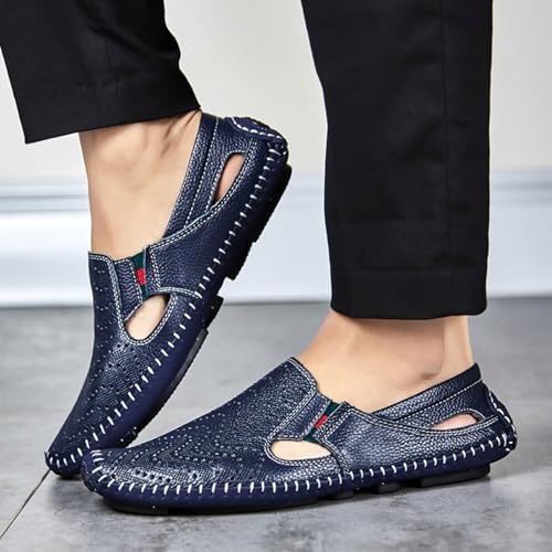 Mens Leather Driving Loafers Lightweight Slipon Shoes Breathable Nonslip Outdoor Moccasins Suitable for Walking and Daily use4