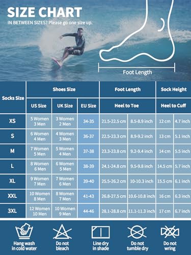 Owntop Neoprensocken, 3mm Neopren Socken für Damen Herren Warm Halten Tauchsocken Schwimmen Socken für Schwimmen, Schnorcheln, Segeln, Surfen Wassersport