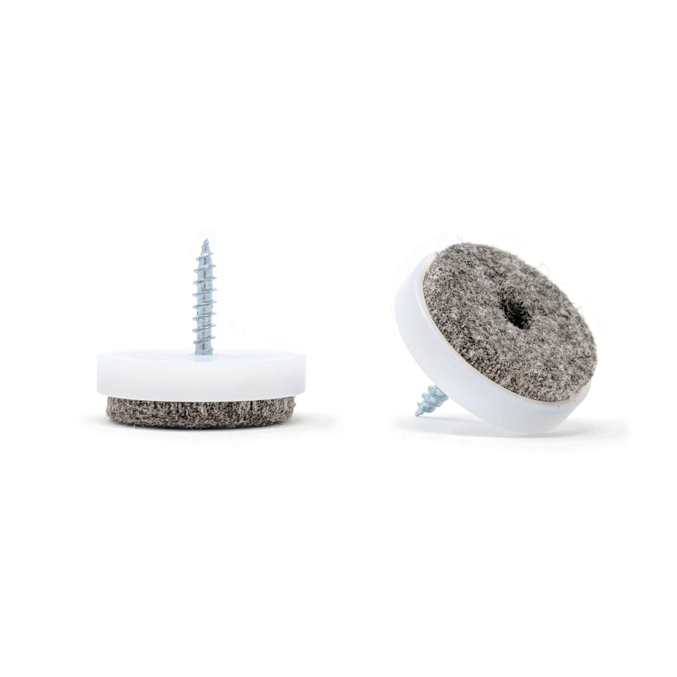 Felt Furniture Gliders. Screw in Chair Sofa Feet Pads (White, 28mm, 100 Pack, Free 2mm Drill Bit)- (See Second Image for Dimensions) Quality Floor Protectors by Keay Vital Parts- Made in Germany — image 1