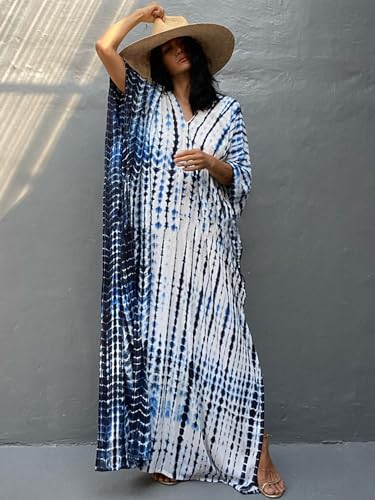 Image of Kaftan Dresses for Women Plus Size Summer Beach Dress with Print and Swim Cover Ups