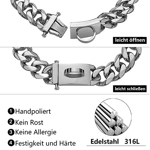 YOTHIWAD Dog Chain Collar Stainless Steel with Secure Snap Buckle,Cuban Link Chain - Image 2