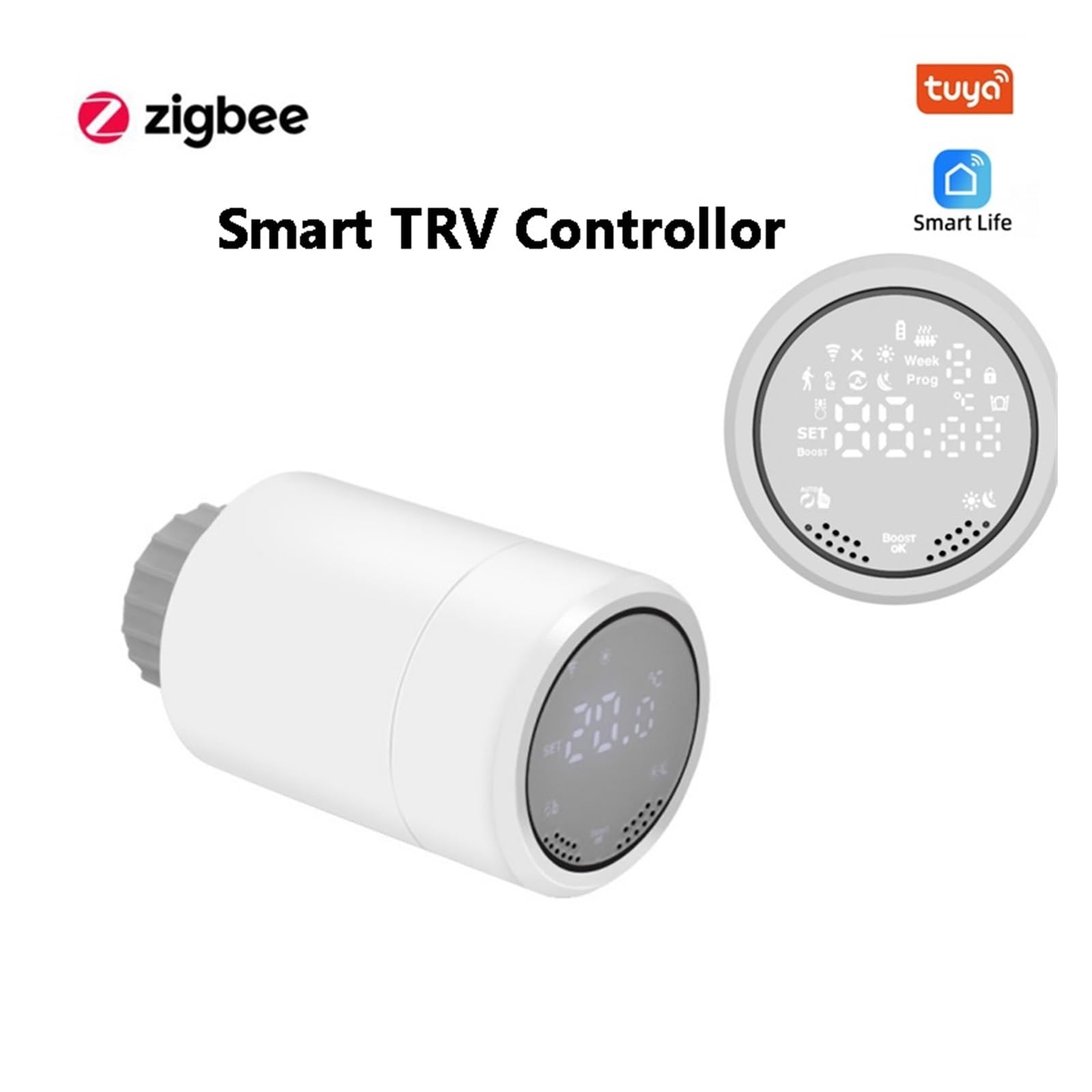 Tuya Zigbee 3.0 Termostat Siłownik Zaworu Grzejnikowego Inteligentny Programowalny Regulator Temperatury TRV Z Automatyczna Regulacja