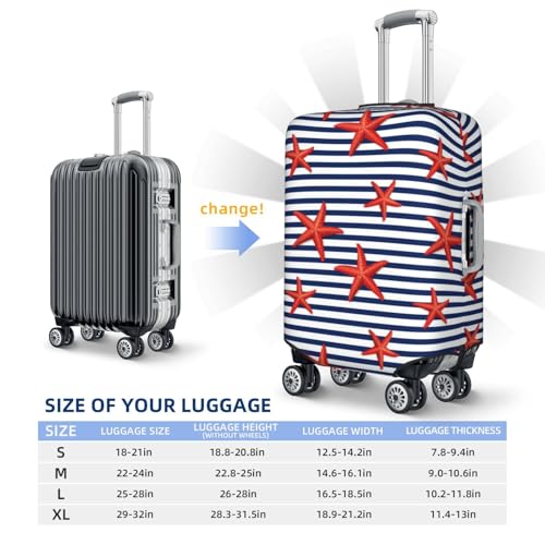Starfish Navy Blue Stripe For Travel Luggage Cover Suitcase Protector Fits 18-32 Inch Travel Luggage Protector Elastic Luggage Anti-Scratch Suitcase Cover4