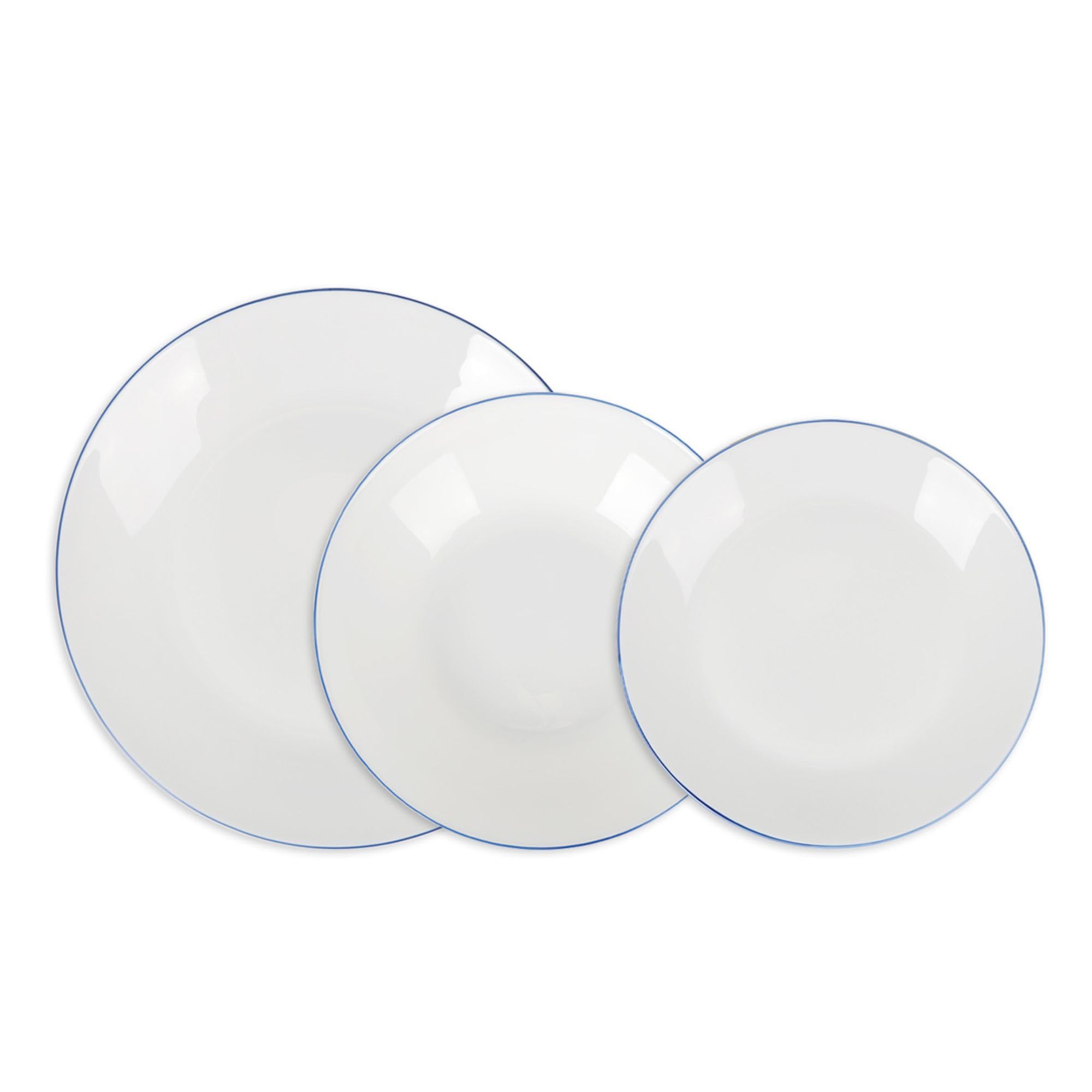 SANTA CLARA | Vajilla Completa 12 Piezas Vidrio Opal para 4 Personas, Apta Microondas y Lavavajillas, Vajilla Amalfi Azul Decorada para Hogar y Cocina