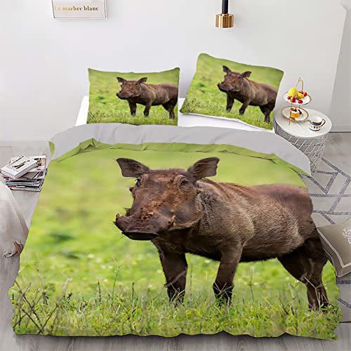Housse de couette 90x190 cochon vert en microfibre durable pour lit enfant - 2