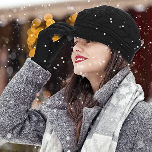 Handepo 12 Pieces Winter Hat Gloves Scarf Set Homeless Snow Ski Knit Caps Touch Screen Mittens2