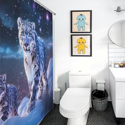 Rideau de douche léopard imperméable et résistant pour baignoire