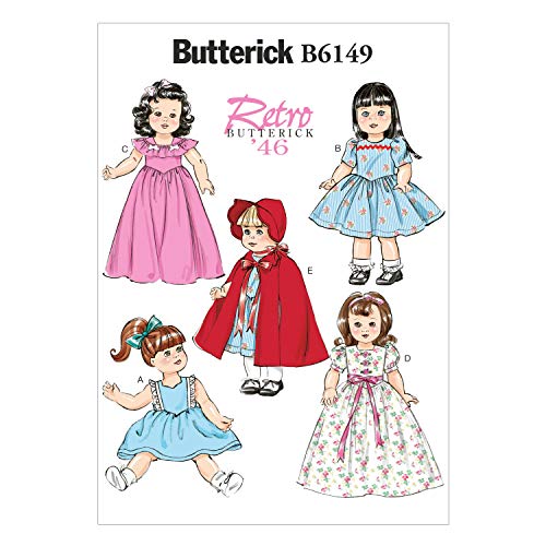 Butterick Patterns 6149OSZ 45,72 cm patrón de Costura para Vestidos de muñecas