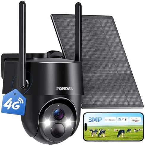 4G LTE Cellular Solar Security Camera Wireless Outdoor, No WiFi S...
