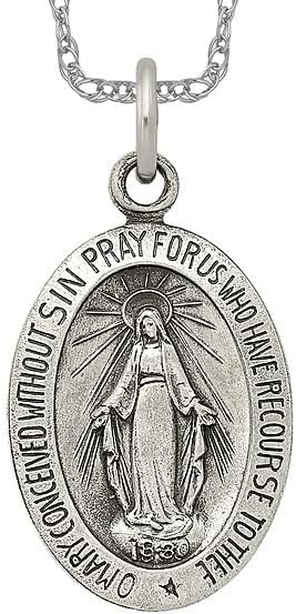 Collar de plata de ley 925 con dije de medalla sólida milagrosa con dije de dije de medalla religiosa fina para mujer regalos para ella