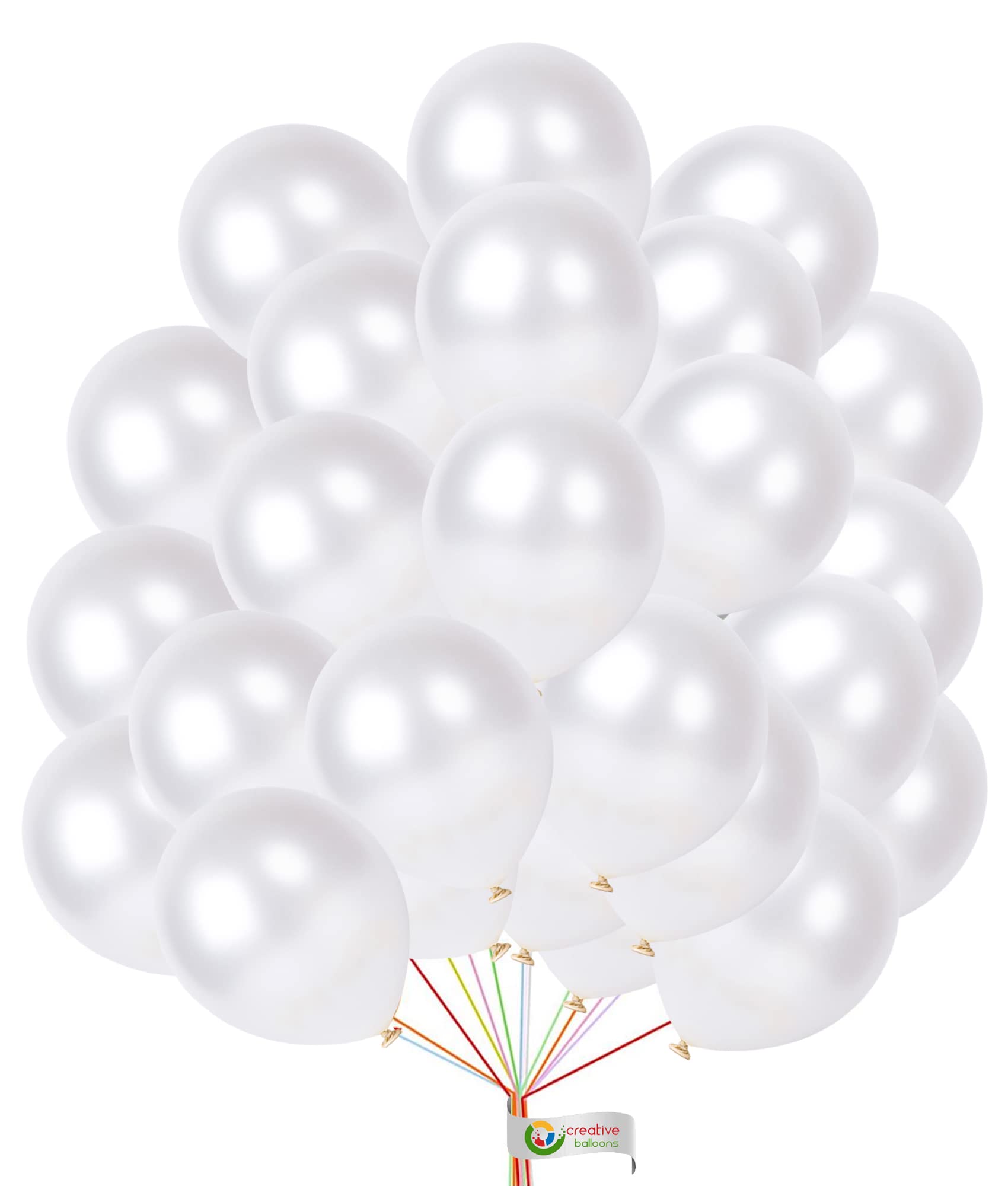 creative balloons White Balloons 5 Inch Metallic Balloons Bright Colorful Round Mini Party for Birthday Wedding Festival Party Decorations Supplies Pack of 100