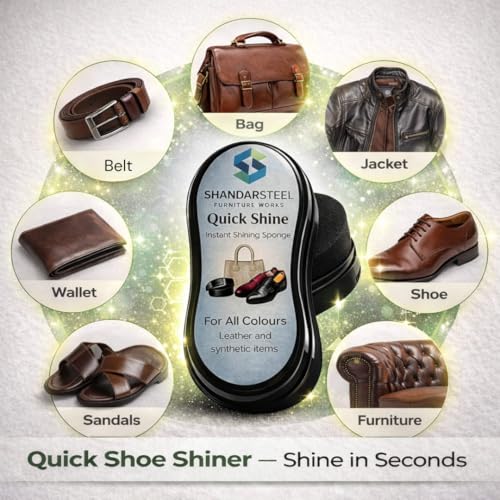 Image of SHANDAR SF Shoe Shiner Instant Leather Shoe Polish & Shoe Care Kit for All Colors - Portable Shoe Cleaner Sponge for Synthetic & Shoes, Boots, Bags