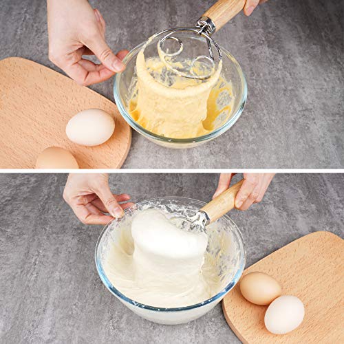 image for NiHome 2PCS Danish Dough Whisks+3PCS Dough Scrapers, Stainless Steel B
