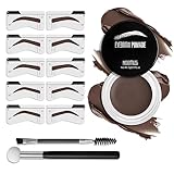 Eyebrow Stamp Stencil Kit, Brow Stamp Trio Kit with Pomade, 10 Eyebrow Stencils, Dual-ended Eyebrow