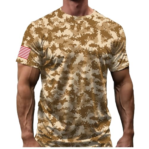 Men's Camo T-Shirt Sports Fitness Short Sleeve Military Camouflage Crewneck Hunting Shirt4