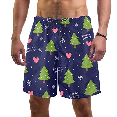 Maillots de bain pour hommes JDEZ à motif de coeurs et sapins de Noël