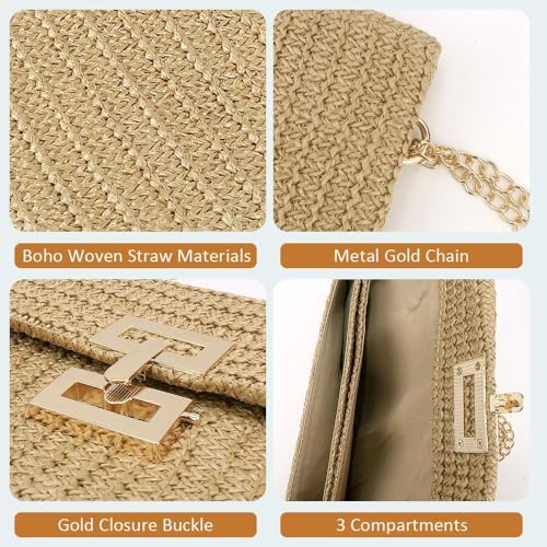 Nude Straw Dumpling Clutch, Boho Beach Shoulder Bag, Summer Crossbody Tote4