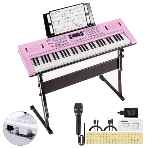 24HOCL 61 Key Keyboard Piano, Digital Kids Piano Keyboard with Stand, Gift for Early Education...
