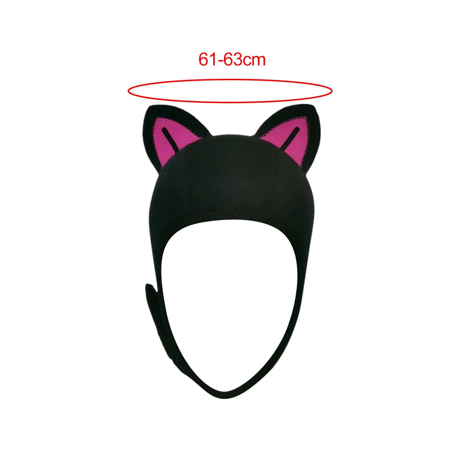 Cappuccio da Sub con Orecchie di Gatto, Berretto da Neoprene, Comodo Cappello da Surf per Canoa, Sport Acquatici Invernali, Kayak, Rosa Nera