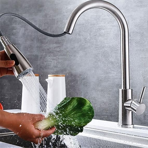 Delavala Stainless Steel Kitchen Faucet Pull Out Bathroom Sink Faucet ...