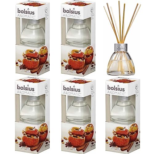 6 Pack Bolsius Aromatic Diffuser Duftspender Raumduft 6 x 45ml mit Holzstäbchen (Baked Apple (Bratapfel))