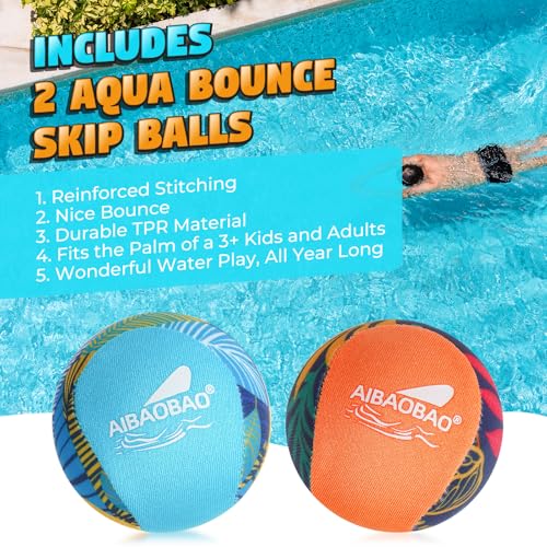 AIBAOBAO Wasserball, 2 Stück Wasserball für Kinder Erwachsene, Wasserhüpfball, Wasserbälle Wiederverwendbar 5.5 cm,Springen auf Wasser, Wasserspielzeug Kinder für Schwimmbad Strand und Meer
