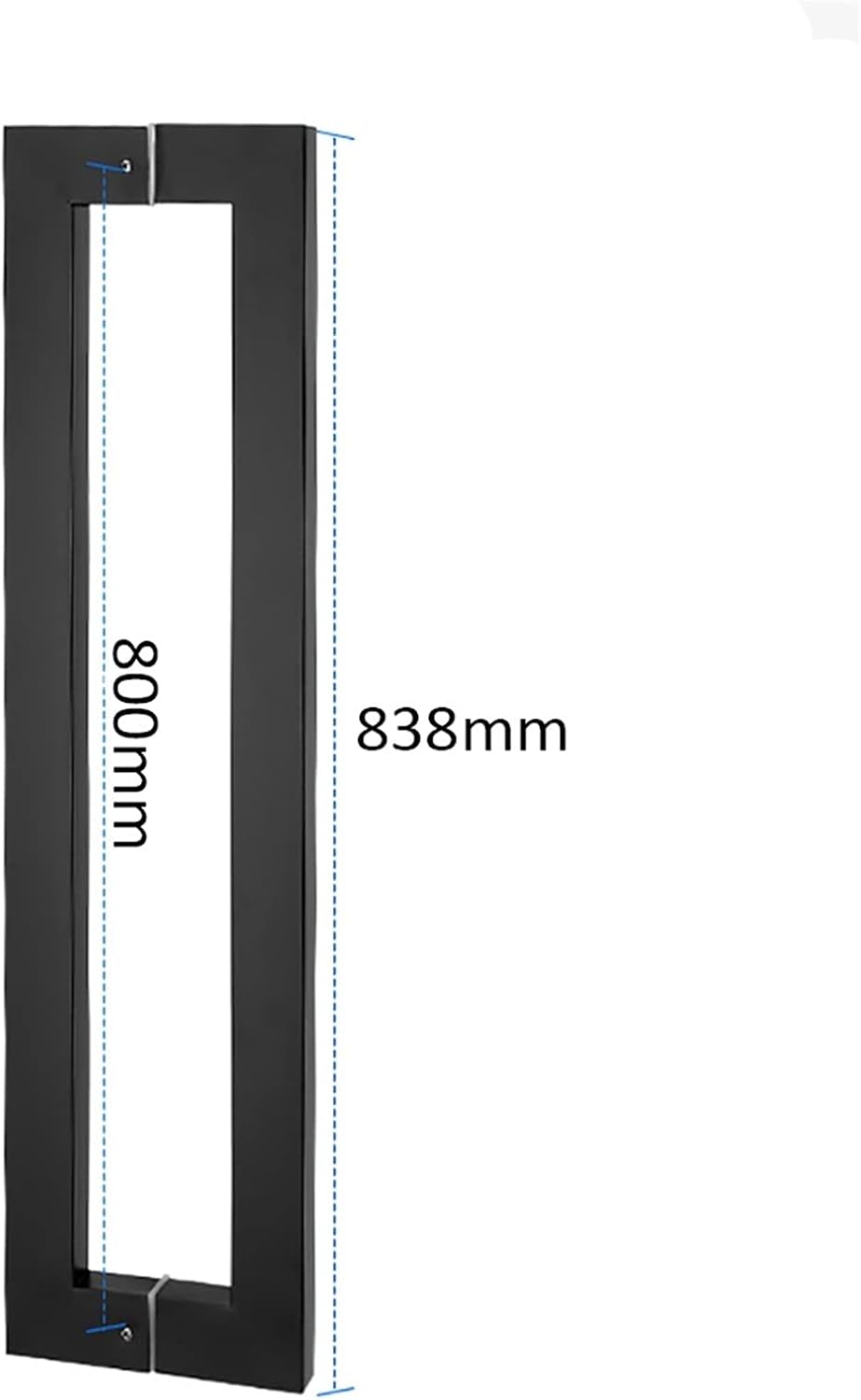 Gate Hardware Heavy Duty Stainless Steel Square Tube Glass Door Handle Sliding Door Handle Bathroom Shower Door Handle - Black,10 Lengths(Size:838×762mm)