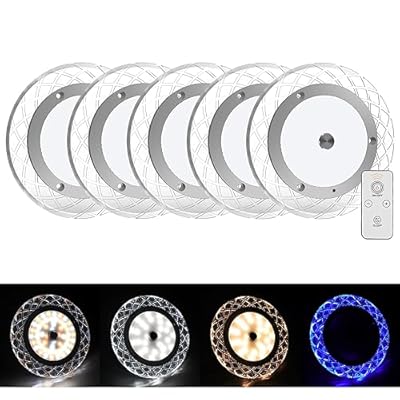 BlueFire RV Interior Lights - 600LM Dimmable LED Ceiling Dome Lights, 4 Colors, 12-18V Fixture with Dimmer Switch for Under Cabinet, Camper Van, Truck, Motorhome, Boat (5 Pack)