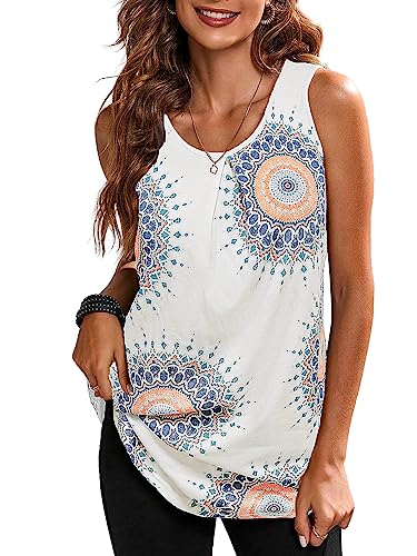 Photo 1 of OU MgCE FAST FASHION Womens Workout Tops Flowy Racerback Tank Tops Loose Fit Sleeveless Gym Shirts Large Tp005white Floral