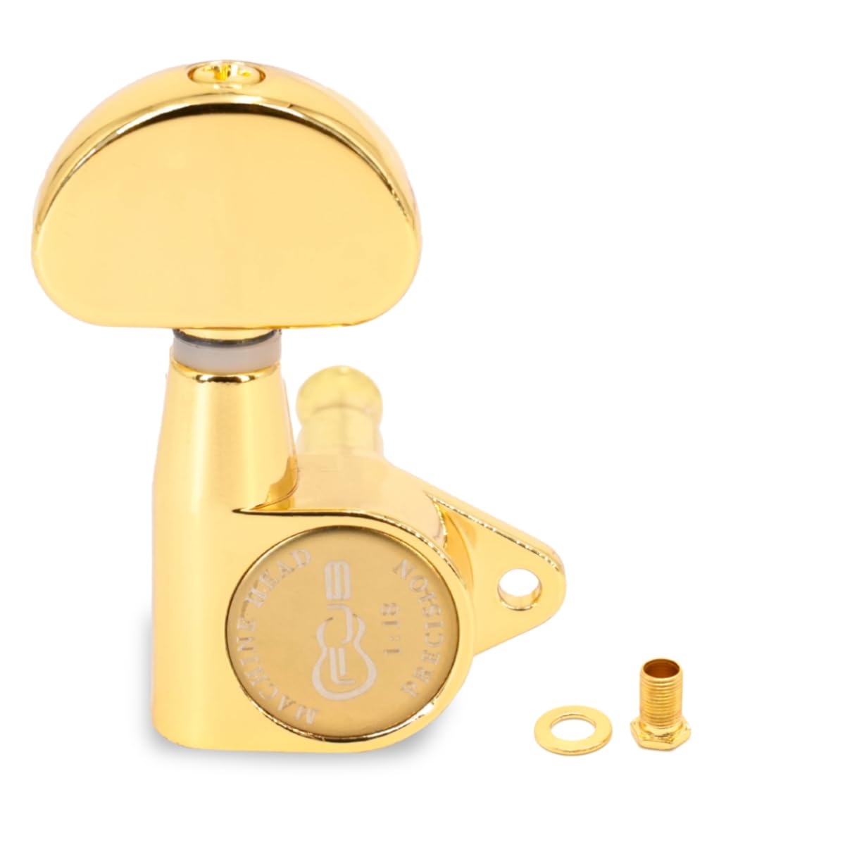 FJB Guitar 6 Pieces String Tuning Machine Head For Electric Or Acoustic Guitar- 3L+3R Tuning Pegs Fan Shaped Half Moon Shape Big Pegs Sets Handle Replacement for ST TL SG LP Style-Gold