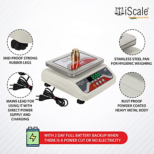 Image of iScale i-04, 6kg x 100mg (0.1g) High Accuracy Analytical Weight Machine - Ideal for Silver Jewelry & Other Precious Metals /Labs - Double Display - Stainless Steel Platform (175x225mm)