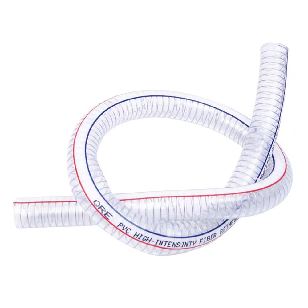 Manguera PVC Transparente Armada 1M, Tubo Plástico Flexible con Espiral Acero Inoxidable, Resistente a Intemperies para Transferencia Agua, Aspiración Aceite & Líneas Vacío(ID 42mm)