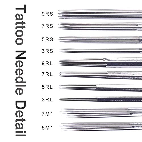 Tattoo Needles Kit, ATOMUS Assorted Sterilized Tattoo Needles 3rl 5rl 7rl 7rl 3rs 5rs 7rs 9rs 5m1 7m1 for Tattoo Supplies Machine (100pcs Tattoo Needles) - Thumbnail 2