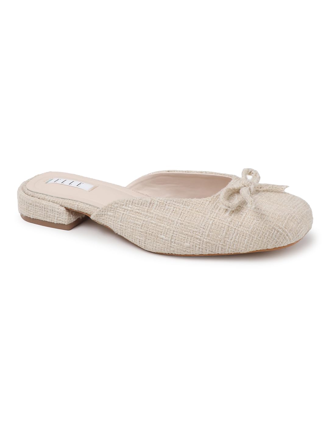 Women's Textured Bow Accent Block Heel Mule Shoes-image-18