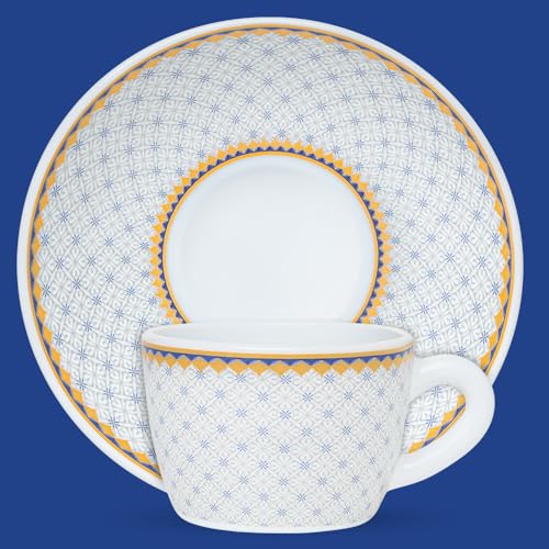 Image of Larah by BOROSIL Premia Series Kosmia 12pc Opalware Tea /Coffee Cup & Saucer Set (140ml Each) | Embossed Design, Microwave & Dishwasher Safe | Crockery Set Ideal for Daily Use & Gifting, White
