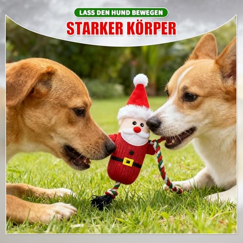PIujsym Hundespielzeug Weihnachten, Kauspielzeug Hunde, Robustes & Interaktives Spielzeug für kleine bis große Hunde, Quietschendes Spielzeug zur Zahnreinigung, Ideal Dog Toys Geschenk zu Weihnachten