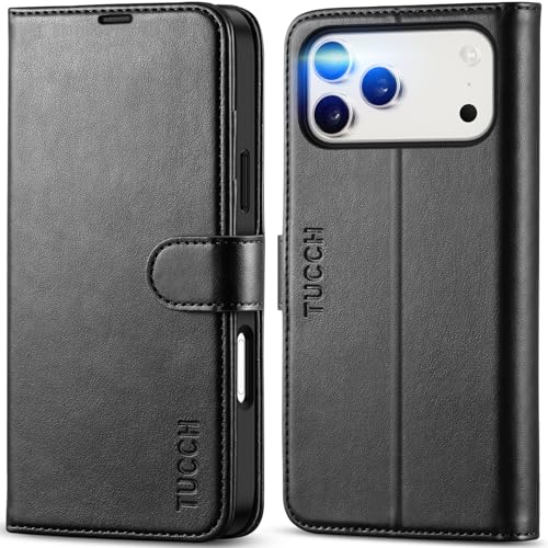 TUCCH Wallet Case with 4 Card Holders for iPhone 17 Pro Max (6.9) Black