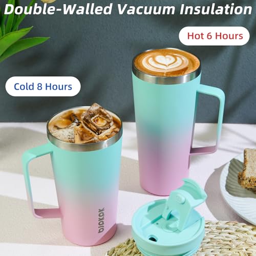 Image of BJPKPK 18oz Insulated Tumbler with Handle, Lid & Straw, Stainless Steel