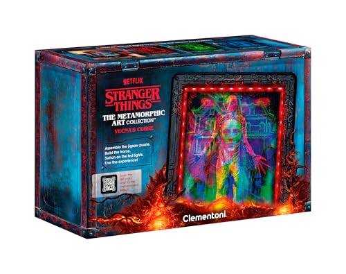 Clementoni - Stranger Things Metamorphic Art Collection - Vecna's Curse, Quadro Interattivo 520 Pezzi con Cornice e LED RGB, Illustrazione che Cambia con la Luce, Made in Italy, 35610