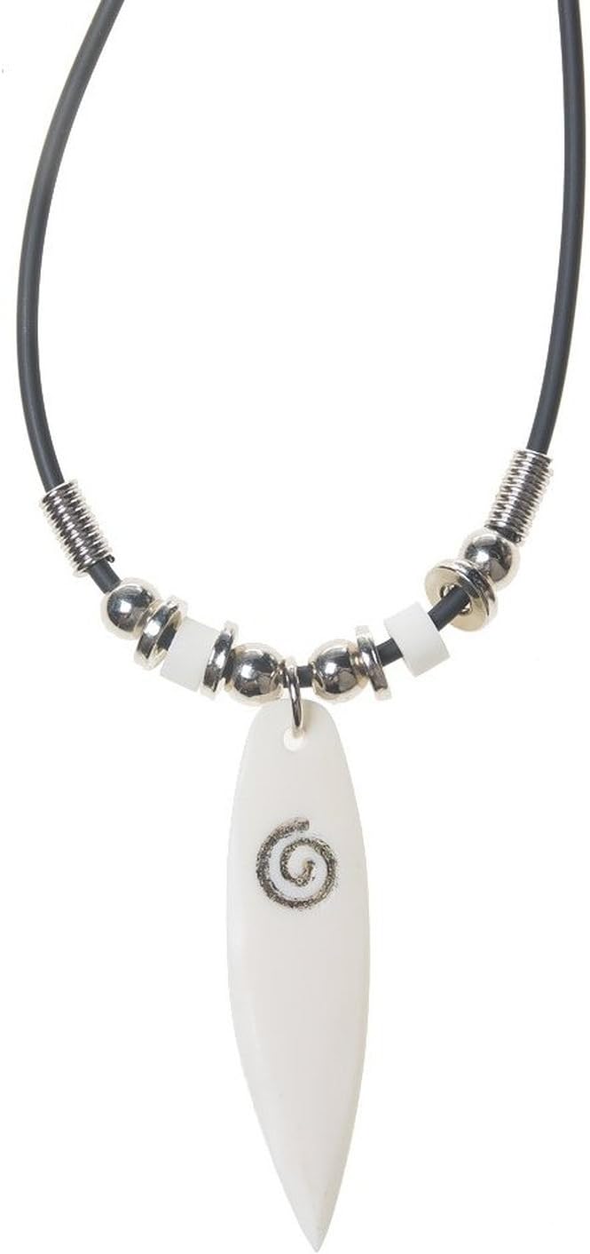 Mauna KaiBone Carved Surfboard Rubber Cord Necklace