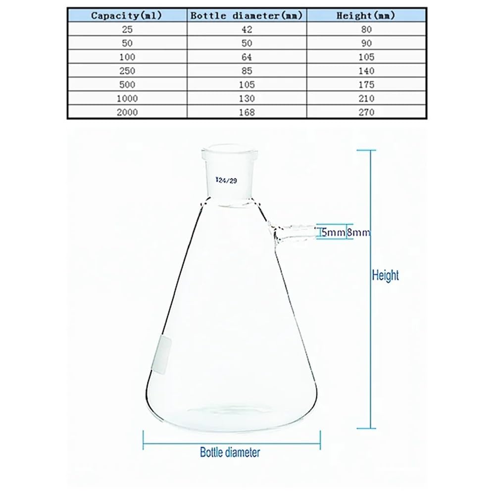 1 STÜCKE 25 ml Bis 2000 ml Glas Vakuum Schleifen Mund Saugflasche Labor Flasche Mit Oberen Düse(500ml caliber24)