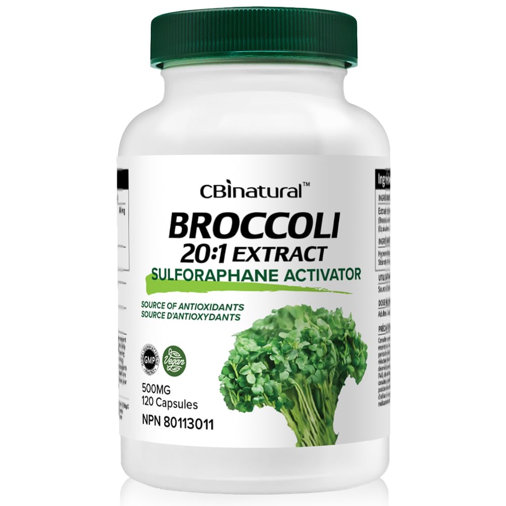 Broccoli 20x Concentrate 500mg Sulforaphane Activator 120 Vegan Capsules, 4-Month Supply