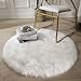 DAOXU Falso Piel de Carnero Vellón Alfombra,Elegante De Pelo Largo Mullida Excelente Piel Sintética de Calidad Alfombra de Lana 60cm Blanco