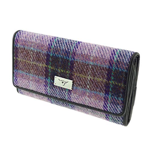 Glen Appin Harris Tweed LB2106 - Monedero Plegable para Mujer Morado Color 34 púrpura Cuadros Large