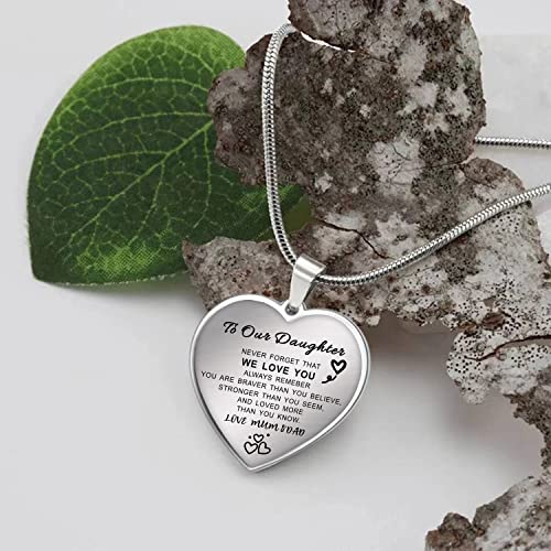 Daughter Necklace From Mom Dad, To My Daughter Necklace,Inspiration Heart Pendant Necklace Birthday Graduation Christmas Gifts from Mom Dad3