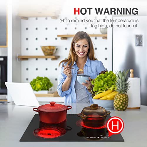 Qtyancy Electric Cooktop, 24 Inch Electric Stove 3 Burners, 9 Heating Levels, Sensor Touch Control, Timer, Kid Lock, 240V Built-In Hot Plate #TOP3